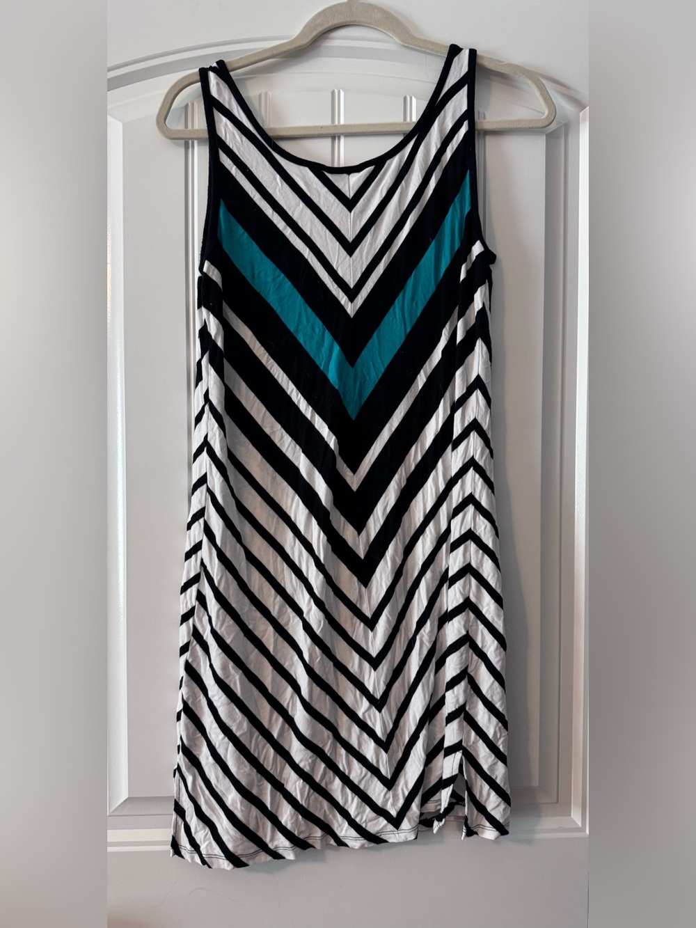 Dotti Black, White & Teal Chevron A-Line Dress - Picture 2 of 3